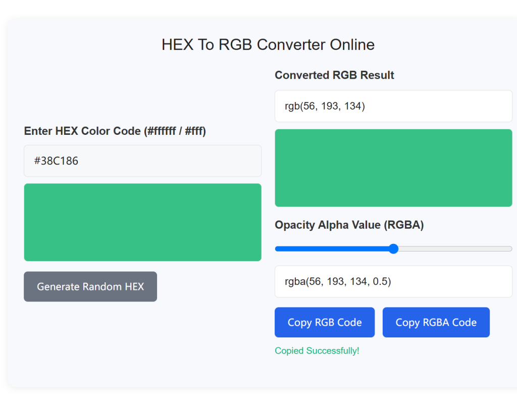 HEX To RGB Converter Online instant color code translator tool for web designers