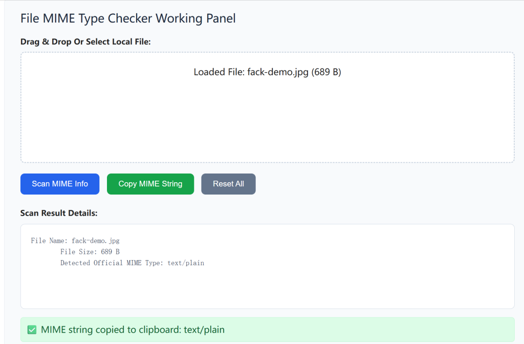 online file mime type checker scan plain temp.txt file return correct text/plain mime type